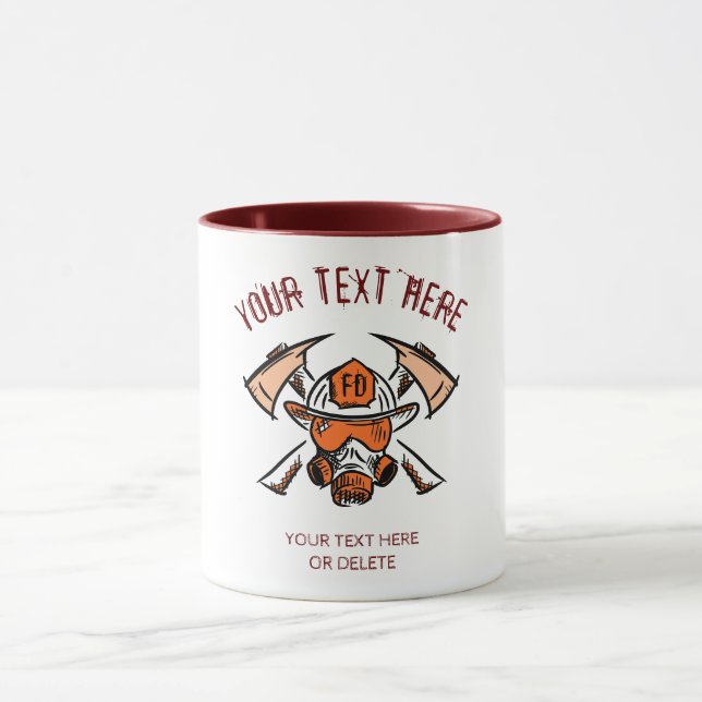 Feuerwehrleute. Feuerwehr Geschenkidee. Vorlage Tasse (Zentrum)