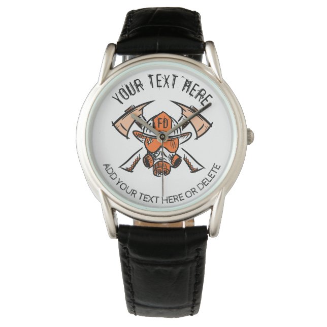 Feuerwehrleute. Feuerwehr Vorlage für Geschenkidee Armbanduhr (Vorderseite)