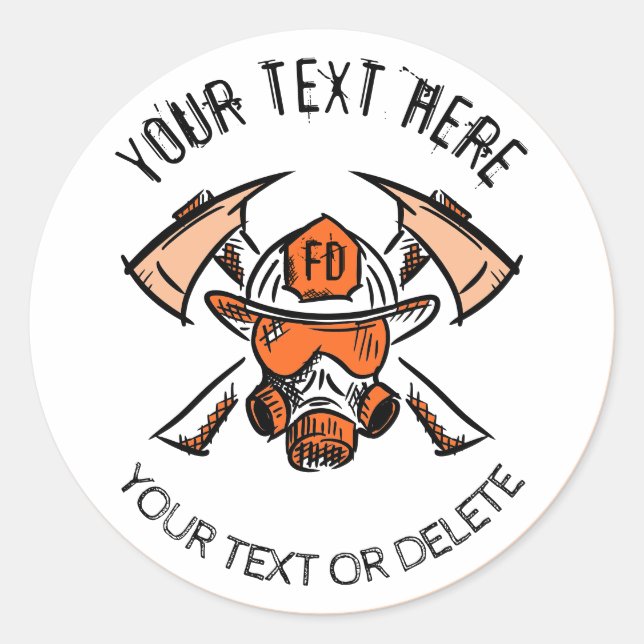 Feuerwehrleute. Feuerwehr Vorlage Runder Aufkleber (Vorderseite)