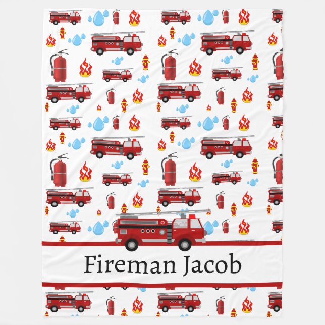 Feuerwehrleute Feuerwehrfahrzeuge Fleecedecke (Vorderseite)