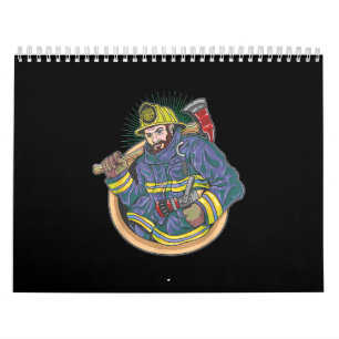 Feuerwehrleute Feuerwehrmann eifrig, um Leben zu Kalender
