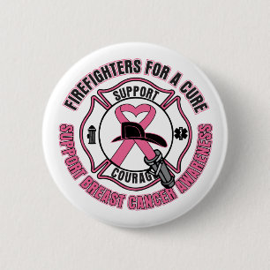 Feuerwehrleute für eine Heilung von Brustkrebs Button