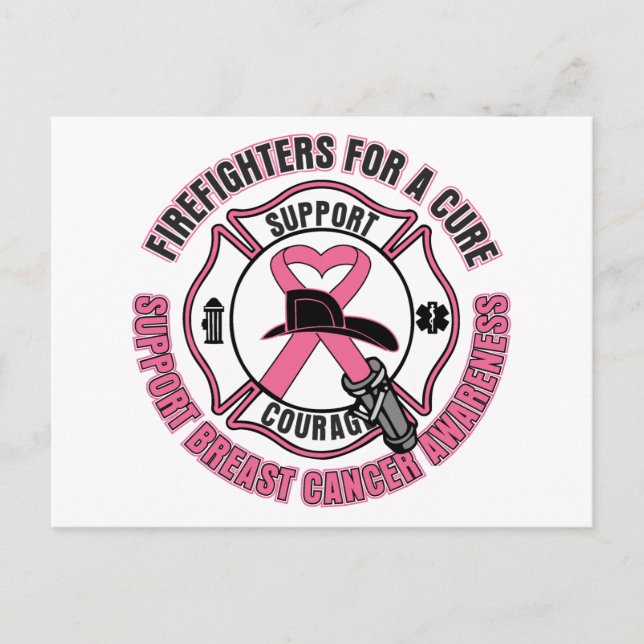 Feuerwehrleute für eine Heilung von Brustkrebs Postkarte (Vorderseite)