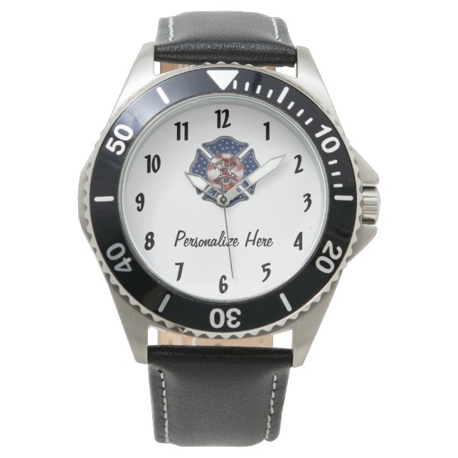 Feuerwehrleute Personalisierte Armbanduhr (Vorderseite)