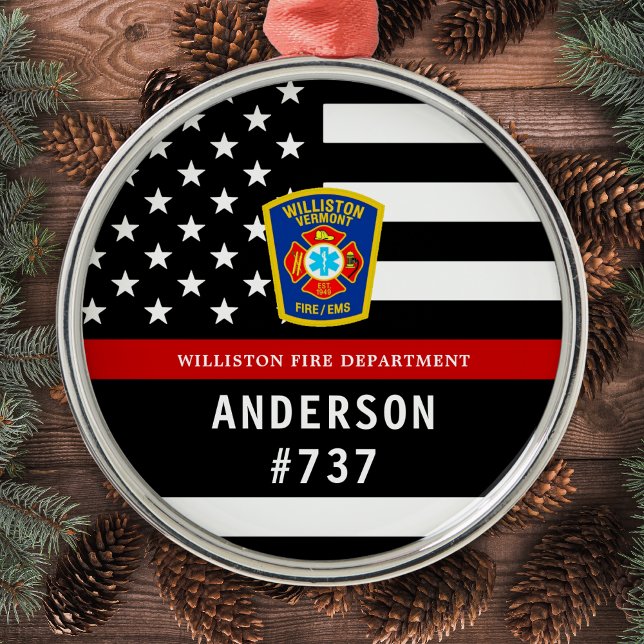 Feuerwehrleute Personalisierte Feuerlogos dünne ro Ornament Aus Metall (Von Creator hochgeladen)