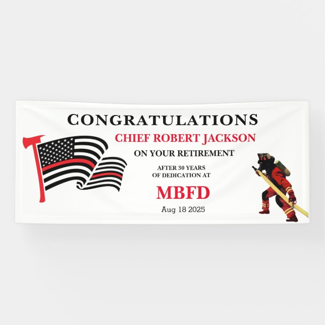 Feuerwehrleute Ruhestandsbanner Banner (Horizontal)