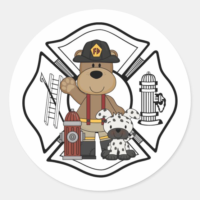 Feuerwehrleute Runder Aufkleber (Vorderseite)