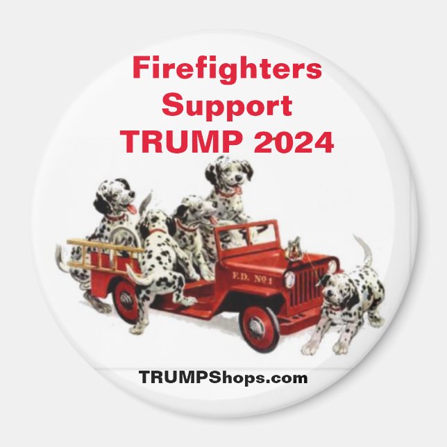 Feuerwehrleute unterstützen TRUMP 2024 Dalmations- Magnet (Vorne)