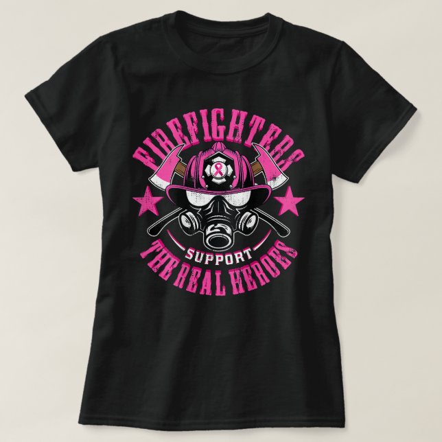 Feuerwehrleute Unterstützung Brustkrebs Real H T-Shirt (Design vorne)
