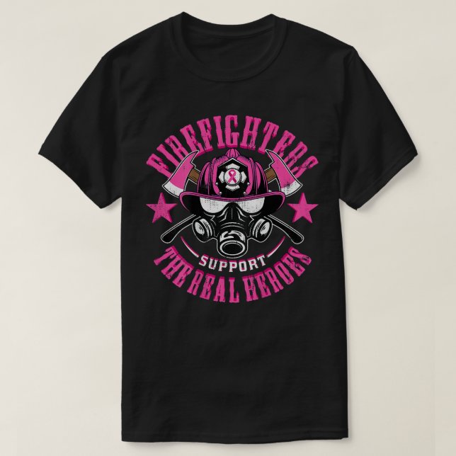 Feuerwehrleute Unterstützung Brustkrebs Real H T-Shirt (Design vorne)