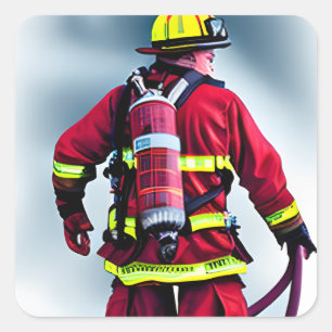 Feuerwehrleute werden durch Kunst erzeugt Quadratischer Aufkleber