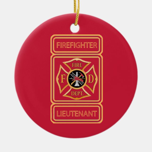Feuerwehrleutnant Custom Keramik Ornament (Vorne)