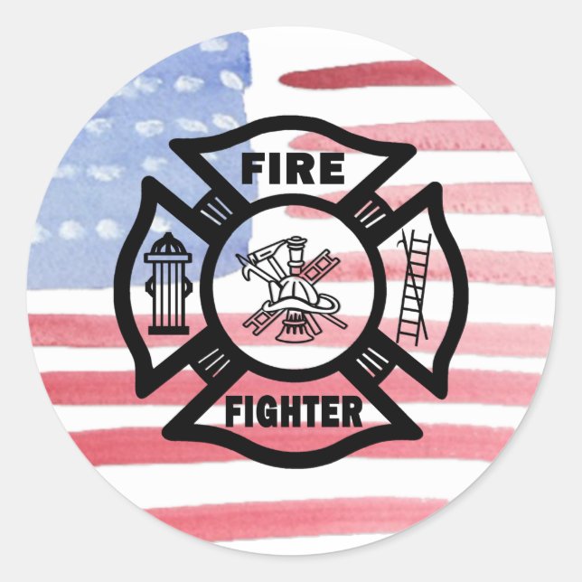 Feuerwehrlogos Runder Aufkleber (Vorderseite)