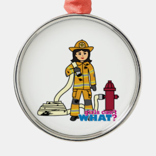 Feuerwehrmädchen - Brünett Silbernes Ornament