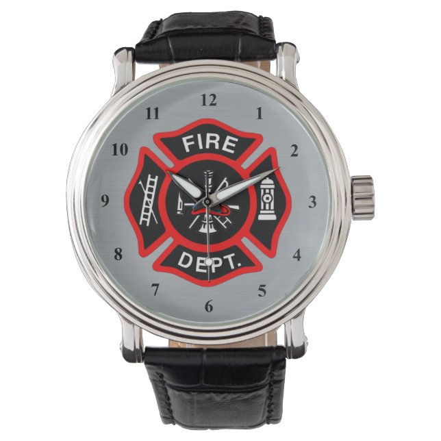Feuerwehrmaltesischer Kreuzsymbol | Abzeichen der  Armbanduhr (Vorderseite)