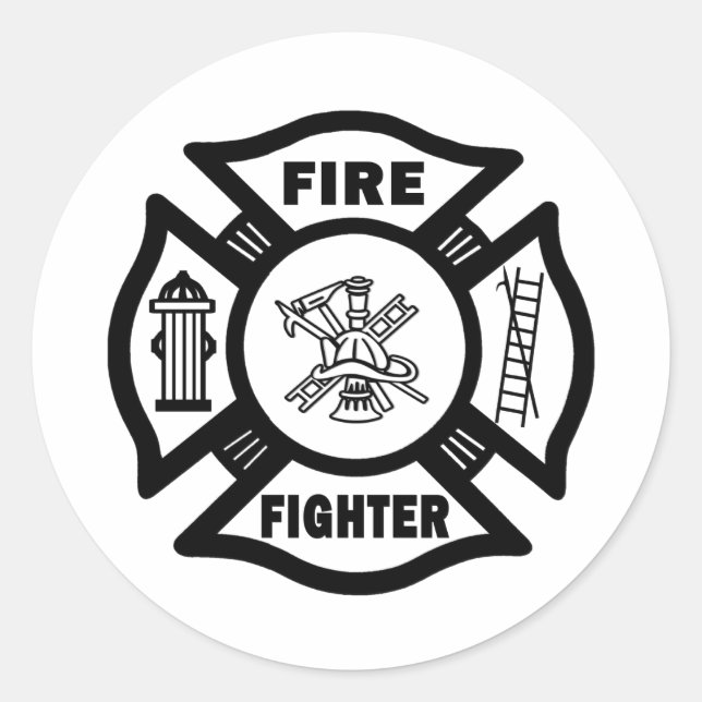 Feuerwehrmaltesischer Runder Aufkleber (Vorderseite)