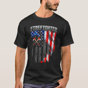 Feuerwehrmann 4. Juli Amerikanische Flagge Patriot T-Shirt