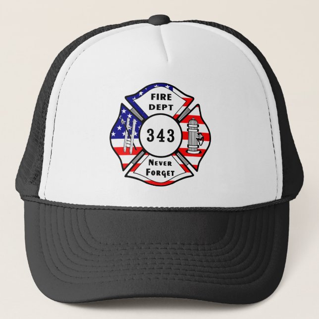 Feuerwehrmann 9/11 vergessen nie 343 truckerkappe (Vorderseite)