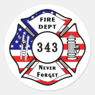Feuerwehrmann 9/11 Vergiss nie 343 Runder Aufkleber