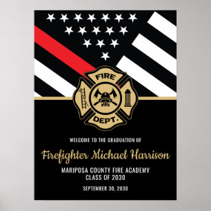 Feuerwehrmann Abschluss Red Line Feuerwehrmann wil Poster