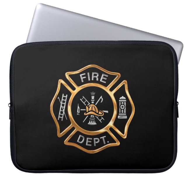 Feuerwehrmann-Abzeichen-Gold Laptopschutzhülle (Vorderseite)