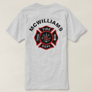 Feuerwehrmann-Abzeichen mit Namen T-Shirt