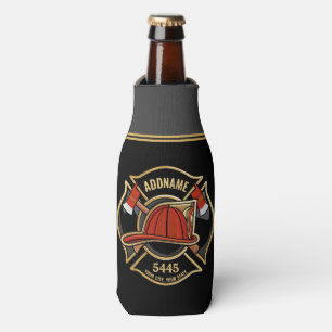 Feuerwehrmann ADD NAME Feuerwehr-Abteilung Abzeich Flaschenkühler