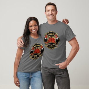 Feuerwehrmann ADD NAME Feuerwehr Abteilung Abzeich T-Shirt
