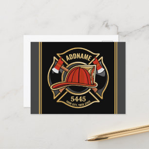 Feuerwehrmann ADD NAME Feuerwehr-Abzeichen Postkarte