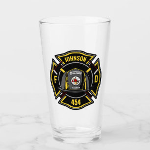 Feuerwehrmann ADD NAME Feuerwehr Rettungsteam Glas