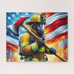 Feuerwehrmann Amerikanische Flagge