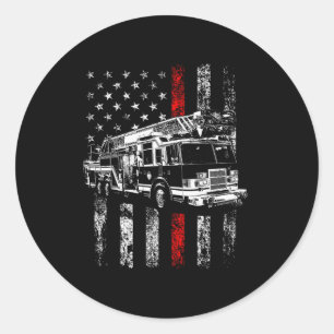 Feuerwehrmann Amerikanische Flagge Dünne Rote Lini Runder Aufkleber