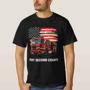 Feuerwehrmann Amerikanische Flagge Dünne Rote Lini T-Shirt