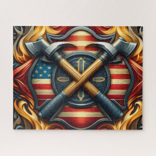 Feuerwehrmann Axt Amerikanische Flagge