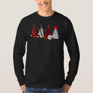 Feuerwehrmann Baseball Weihnachten Tannenbaum Froh T-Shirt