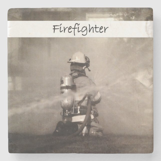Feuerwehrmann bei der Arbeit Steinuntersetzer (Vorderseite)