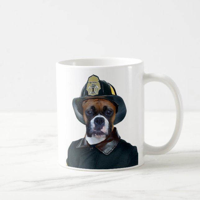 Feuerwehrmann-Boxer-HundeTasse Kaffeetasse (Rechts)