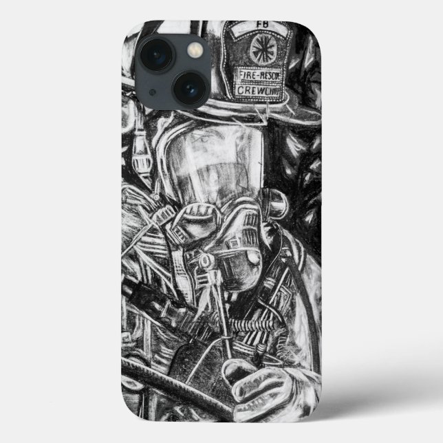 Feuerwehrmann - Courage - Kohle zeichnend Case-Mate iPhone Hülle (Rückseite)