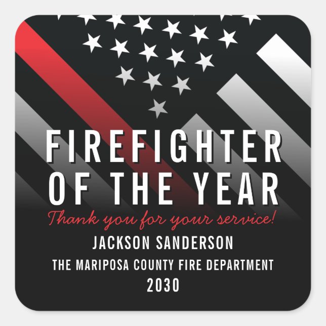 Feuerwehrmann des Jahres Feuerwehr Mitarbeiter Quadratischer Aufkleber (Vorderseite)