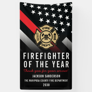 Feuerwehrmann des Jahres Mitarbeiter-Logo Rote Lin Banner
