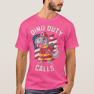 Feuerwehrmann Dinosaurier T Rex kämpfen Flammen T-Shirt