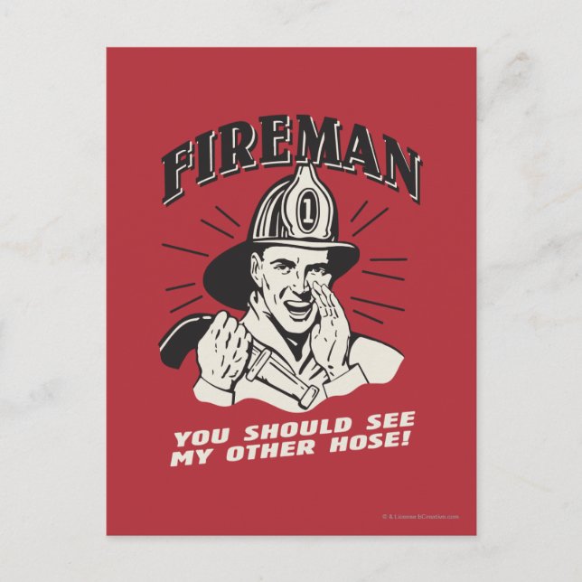 Feuerwehrmann: Du solltest mein anderes Haus sehen Postkarte (Vorderseite)