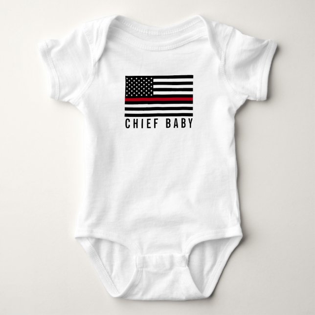 Feuerwehrmann-dünne rote Linie Flagge-Leiter-Baby Baby Strampler (Vorderseite)