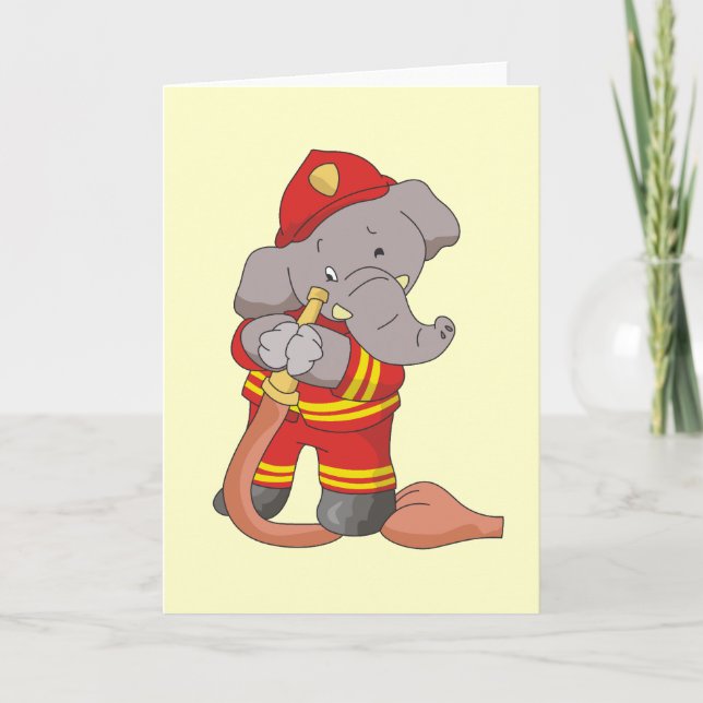 Feuerwehrmann-Elefant-T-Shirts und Geschenke Karte (Vorderseite)
