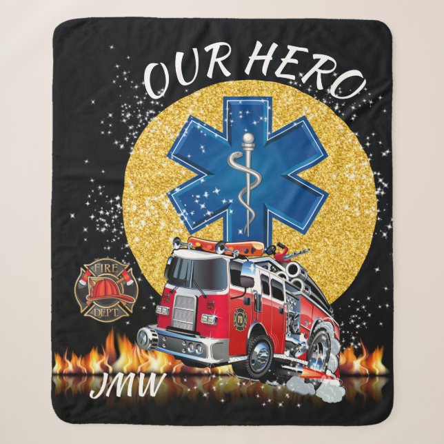Feuerwehrmann EMS in Liebe Sherpa Blanket ummantel Sherpadecke (Vorderseite)