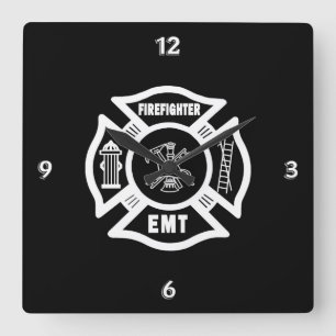 Feuerwehrmann EMT Quadratische Wanduhr