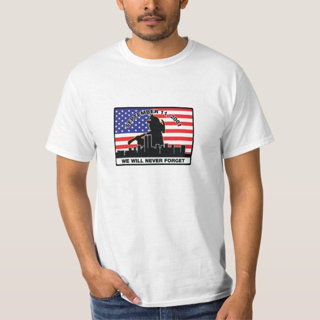 Feuerwehrmann-Entwurf der Vorlagen-9/11 T-Shirt (Vorderseite)