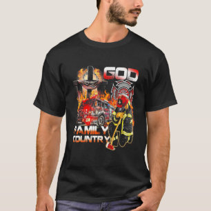Feuerwehrmann Familie und Land stolz Feuergefecht T-Shirt