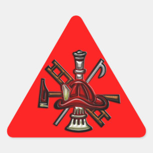 Feuerwehrmann-Feuer und Rettungs-Abteilungs-Emblem Dreieckiger Aufkleber