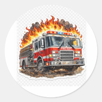 Feuerwehrmann-Feuerwehrauto-Rettungsheld-Klassisch Runder Aufkleber